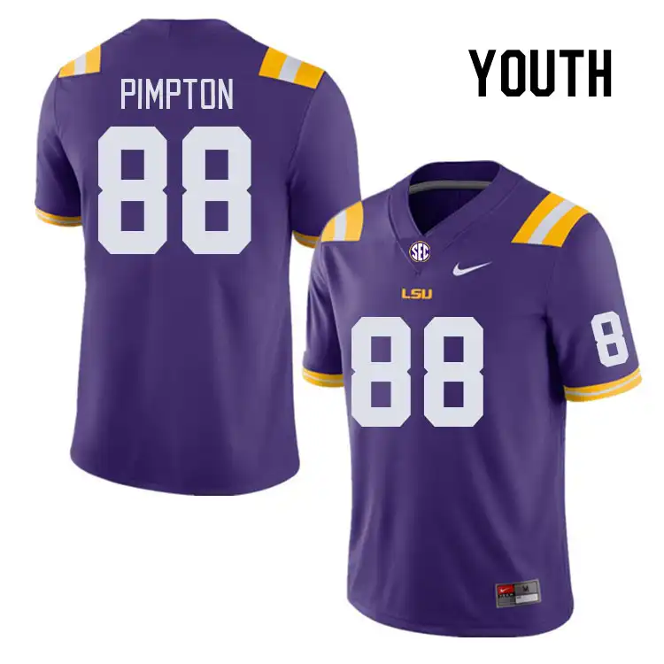 Youth LSU Tigers Ka'Morreun Pimpton #88 Purple NCAA Football Jersey